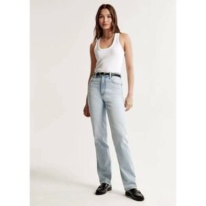 NWT Abercrombie & Fitch The 90s Straight Ultra High Rise Light Wash Jeans 36/22L